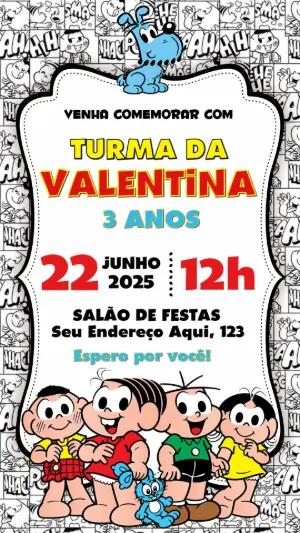 Convite de Aniversário Turma da Mônica para Editar Online