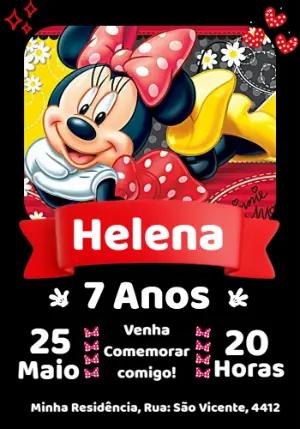 Convite de Aniversário Minnie Mouse Vermelha para Editar Online