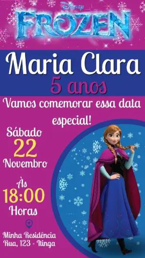 Convite Animado Aniversário Anna Frozen para Editar