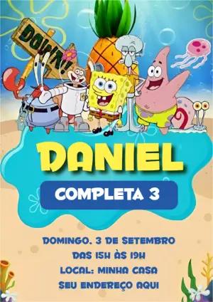 Convite de Aniversário Bob Esponja e Turma para Editar Online