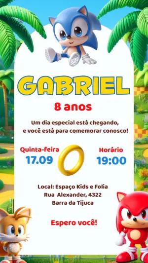 Convite de Aniversário Sonic Baby para Editar Online