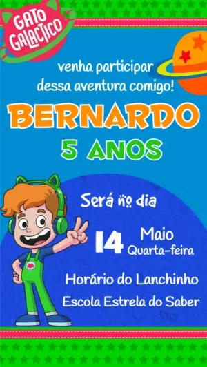 Convite Aniversário Gato Galáctico para Editar Online