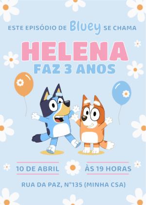 Convite Digital Aniversário Bluey e Bingo Modelo Editável