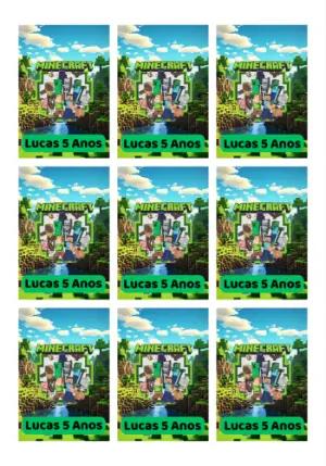 Tag de Aniversário Minecraft com Personagens para Editar