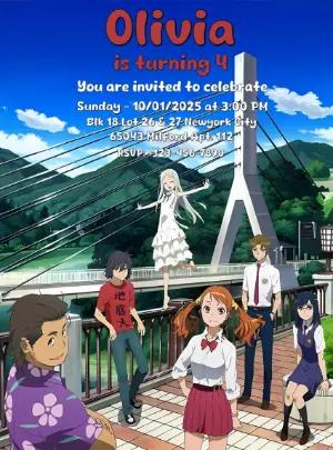 Anohana Anime Birthday Invitation Editable Template