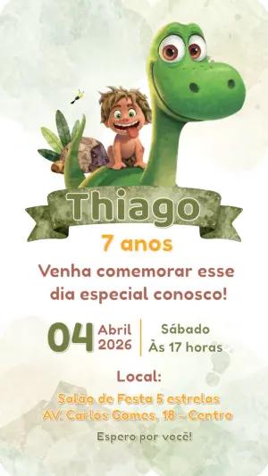 Convite de Aniversário O Bom Dinossauro para Editar Online