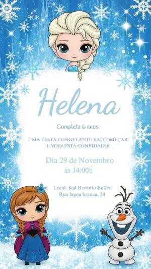 Convite Digital Frozen Aniversário Infantil Editável