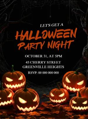 Editable Halloween Party Invitation with Spooky Jack-o'-Lanterns