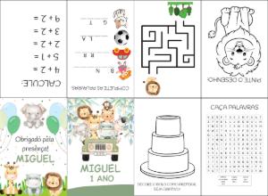 Lembrancinha Aniversário Safari: Livro de Atividades Editável