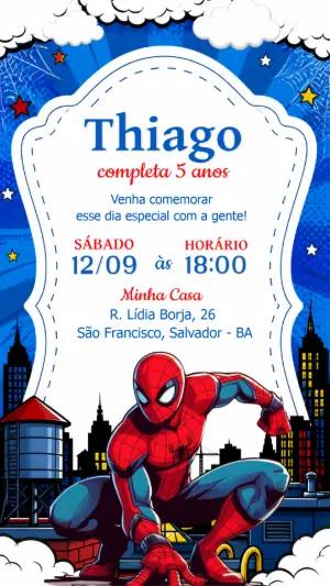 Convite de Aniversário Homem-Aranha: Modelo Digital Editável