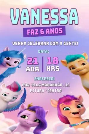 Convite de Aniversário My Little Pony Nova Geração para Editar