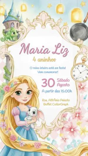 Convite de Aniversário Rapunzel Enrolados Editável