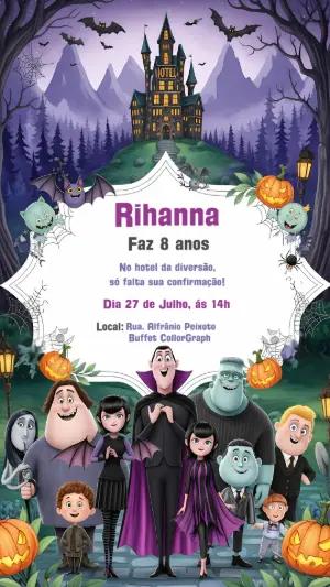 Convite Aniversário Hotel Transilvânia com a Turma para Editar
