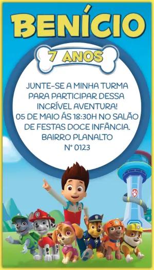 Convite de Aniversário Patrulha Canina para Editar Online