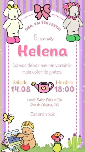 Convite de Aniversário Bobbie Goods Fofo para Editar Online