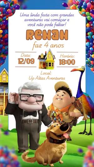 Convite de Aniversário Up Altas Aventuras para Editar Online