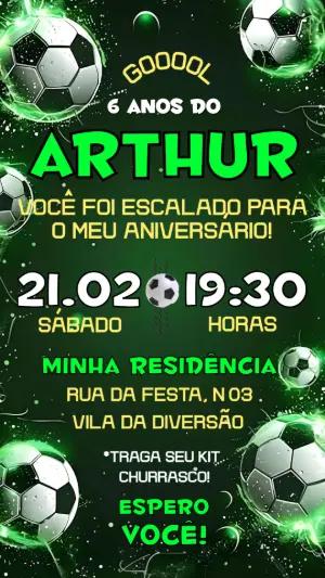 Convite de Aniversário Futebol para Editar