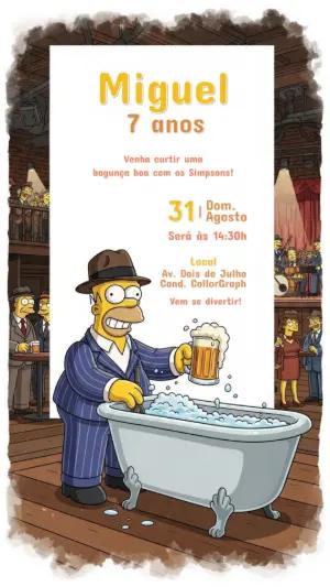 Convite Aniversário Os Simpsons com Homer para Editar Online