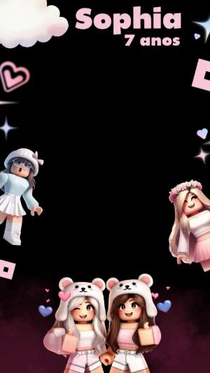 Moldura para Stories Roblox Menina Rosa Editável