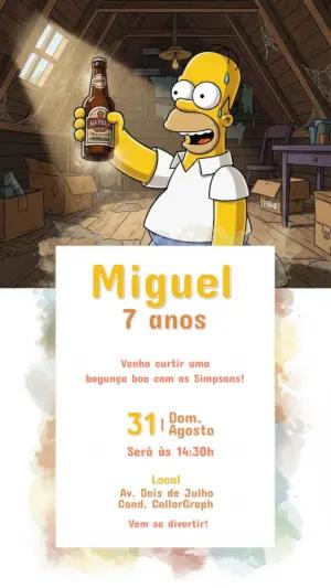 Convite de Aniversário Os Simpsons com Homer para Editar Online