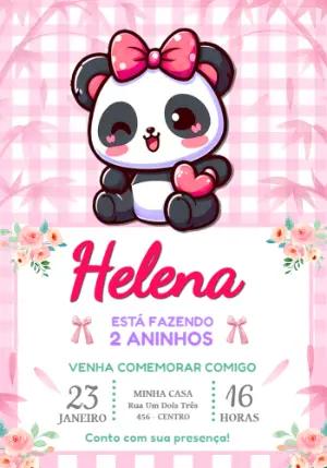 Convite de Aniversário Panda Fofa Rosa para Editar Online