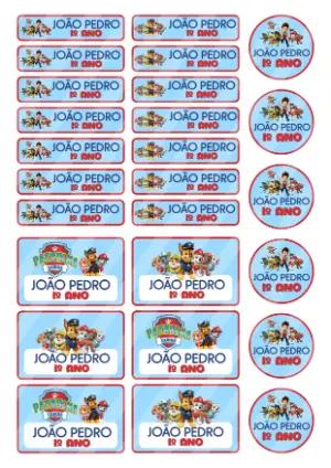Kit de Etiquetas Patrulha Canina para Aniversário Editável