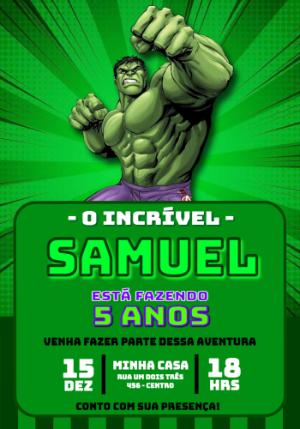 Convite de Aniversário Hulk Super-Herói para Editar Online