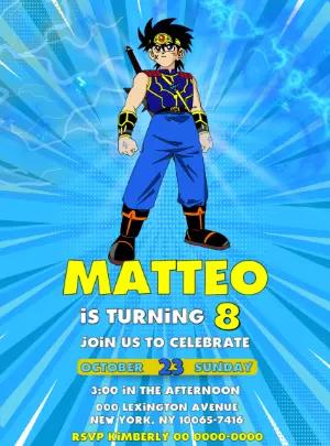 Editable Anime Warrior Birthday Invitation Template