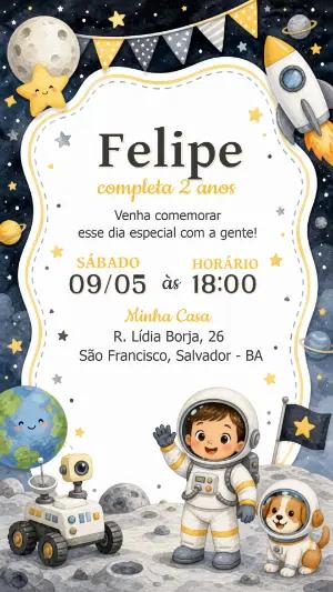 Convite de Aniversário Astronauta Baby para Editar