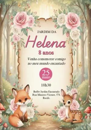Convite Aniversário Bosque Encantado com Raposa para Editar