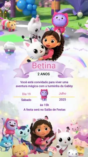 Convite Animado A Casa Mágica da Gabby para Editar Online