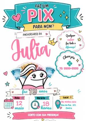 Convite de Aniversário Editável Faz um PIX com Meme Flork