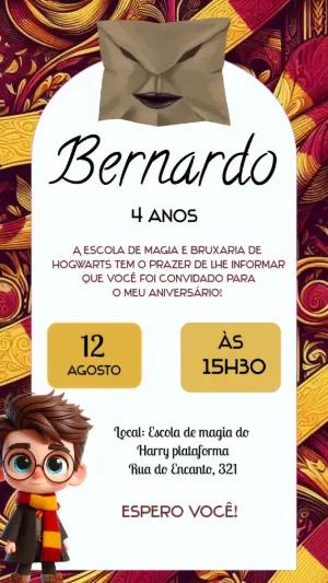 Convite Animado Aniversário Harry Potter para Editar Online