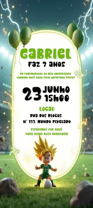 Convite Aniversário Goku Futebol para Editar Online