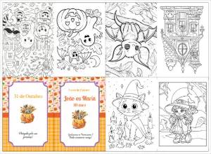 Livrinho de Colorir Halloween Editável para Festa Infantil