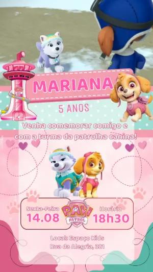 Vídeo Convite Patrulha Canina com Skye e Everest Editável