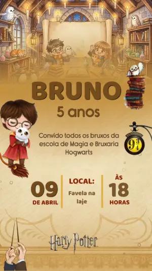 Convite Animado Aniversário Harry Potter para Editar