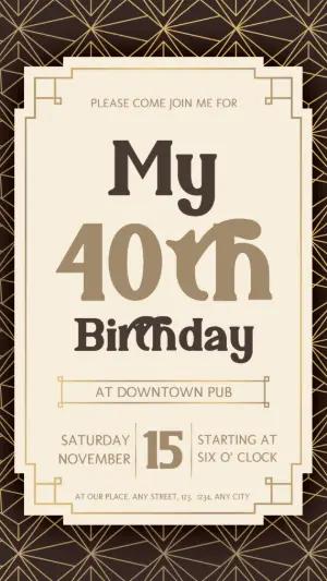 Elegant Art Deco Birthday Invitation Template to Edit