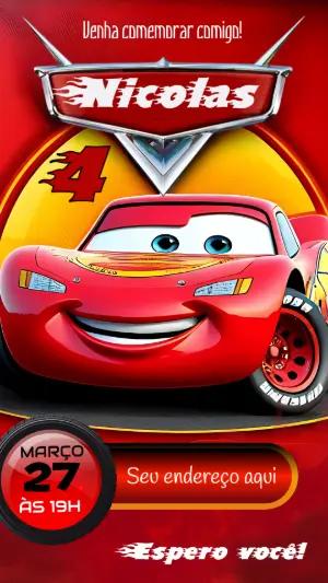 Convite Digital Editável Aniversário Infantil Tema Carros