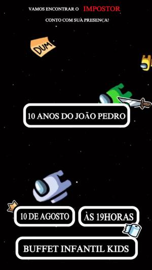 Convite Animado Aniversário Among Us para Editar Online