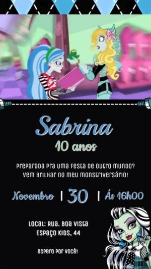 Convite Animado Monster High para Aniversário Editável