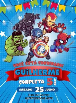 Convite de Aniversário Vingadores Toy para Editar Online