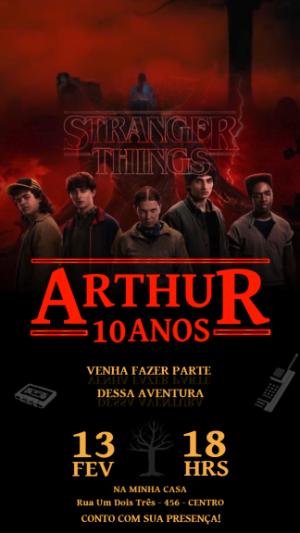 Convite Animado Stranger Things para Aniversário Editável