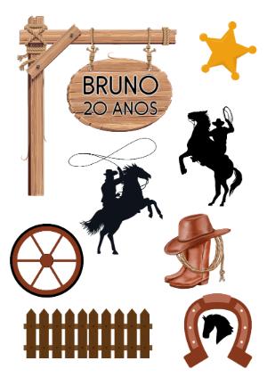 Kit Topper de Bolo Country: Elementos para Editar e Imprimir