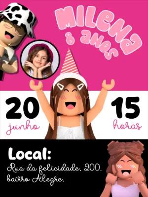 Convite de Aniversário Roblox com Foto para Editar Online