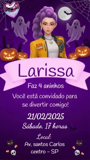 Convite Digital Aniversário Tema Halloween Moderno Editável