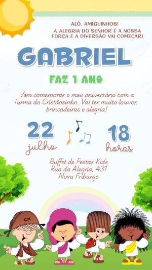 Convite de Aniversário Infantil Turma do Cristãozinho Editável