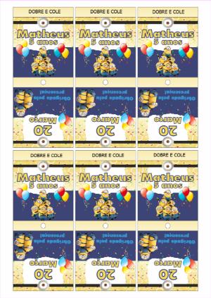 Capa para Pirulito Aniversário Minions para Editar Online