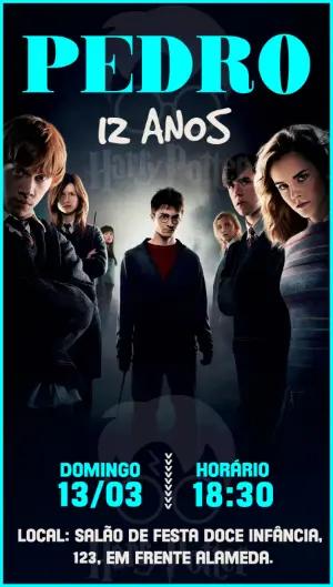 Convite de Aniversário Harry Potter com Personagens para Editar