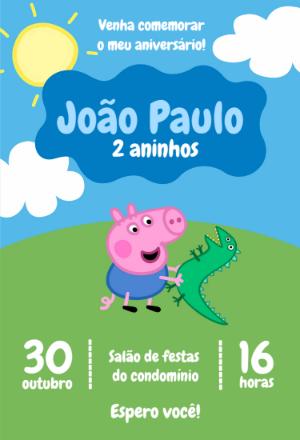 Convite de Aniversário George Pig e Dinossauro para Editar Online